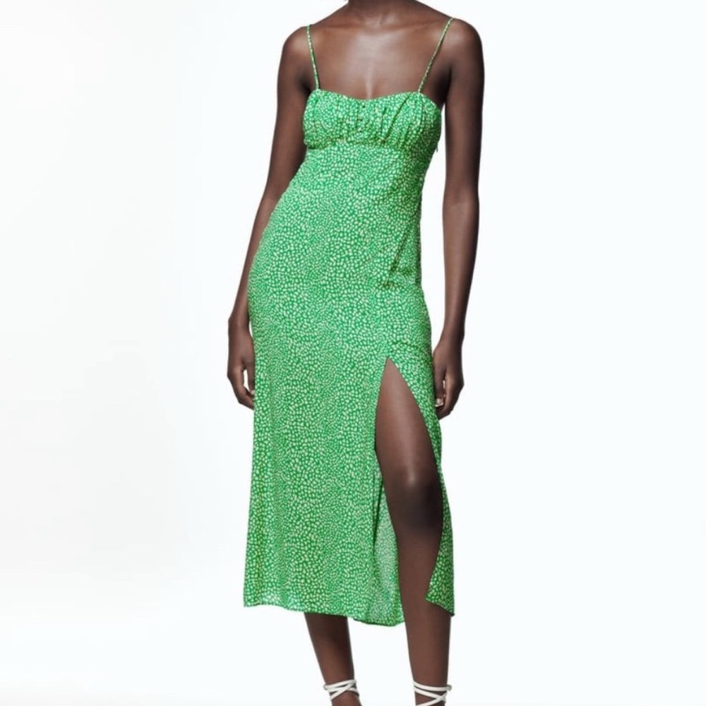 Zara Green Slit Midi Dress